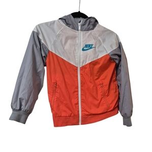 YOUTH size Small Nike Vibrant Orange and Gray  Naylon Jacket
